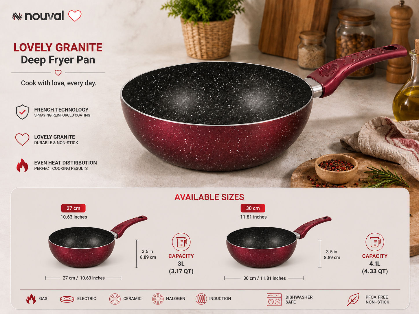 Lovely Granite deep frying pan