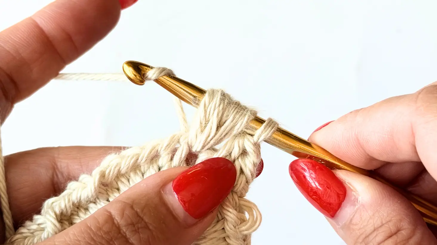 Yarn over and insert the hook into the same stitch again for the puff stitch.