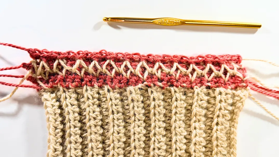 Finished Honeycomb stitch crochet pattern showing full texture after completing the row