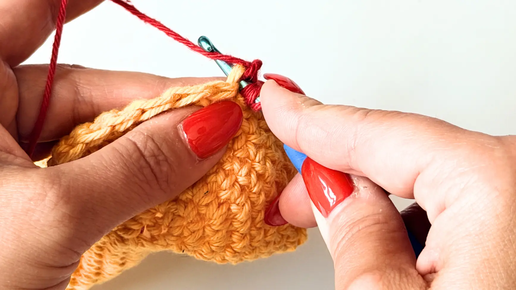 Insert the hook into the same stitch and pull up a loop.