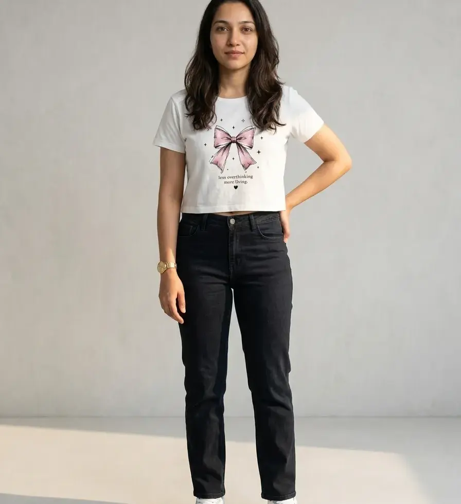 white Coquette Bow | Women's Crop Tee