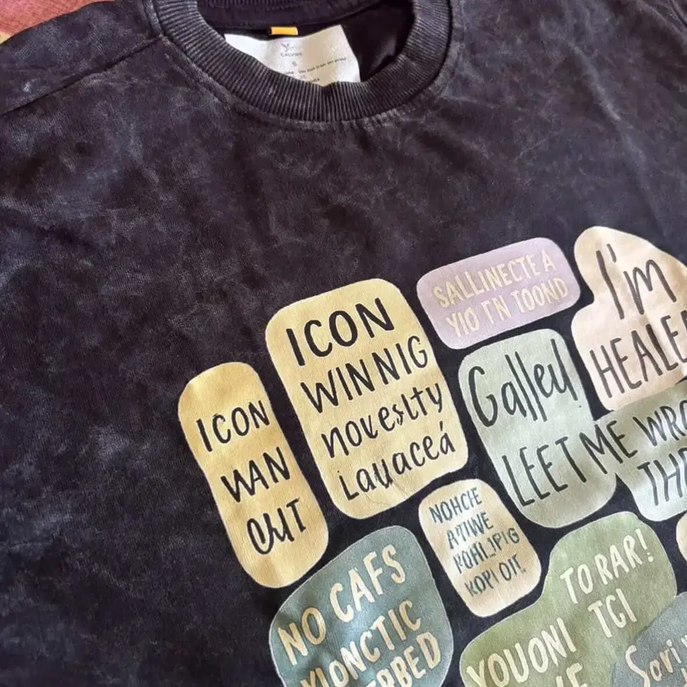 Abstract Typography Print | Oversized Acid Wash Women's Tee