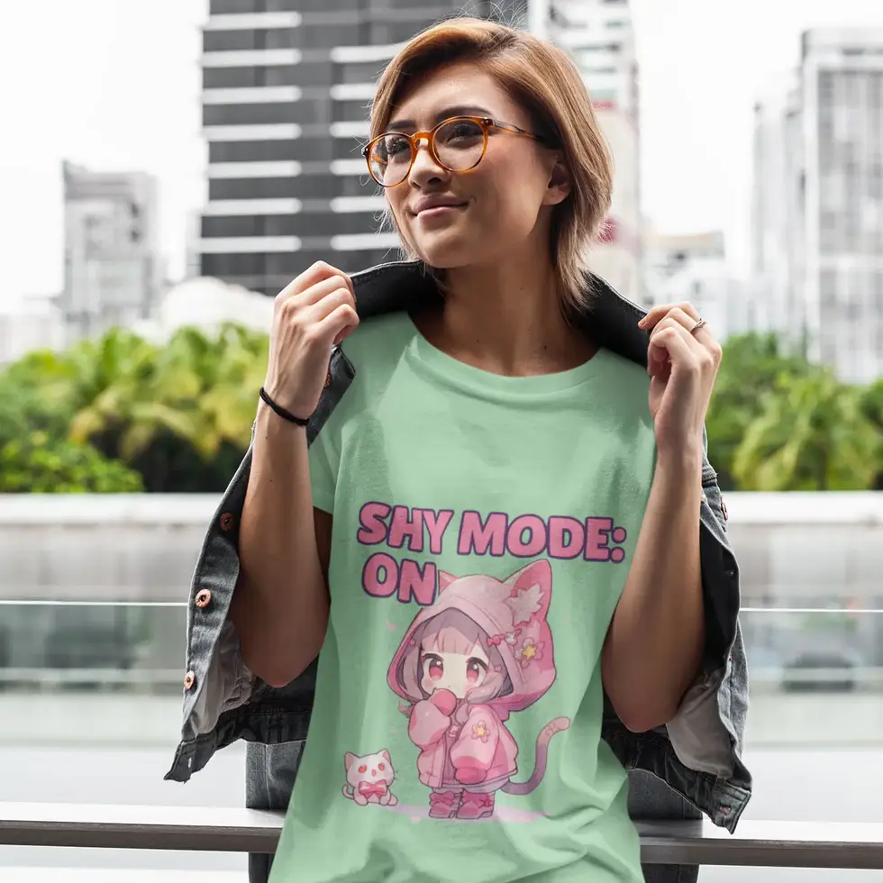 Sage green Whisker Dreams – Kawaii Cat Oversized Tee