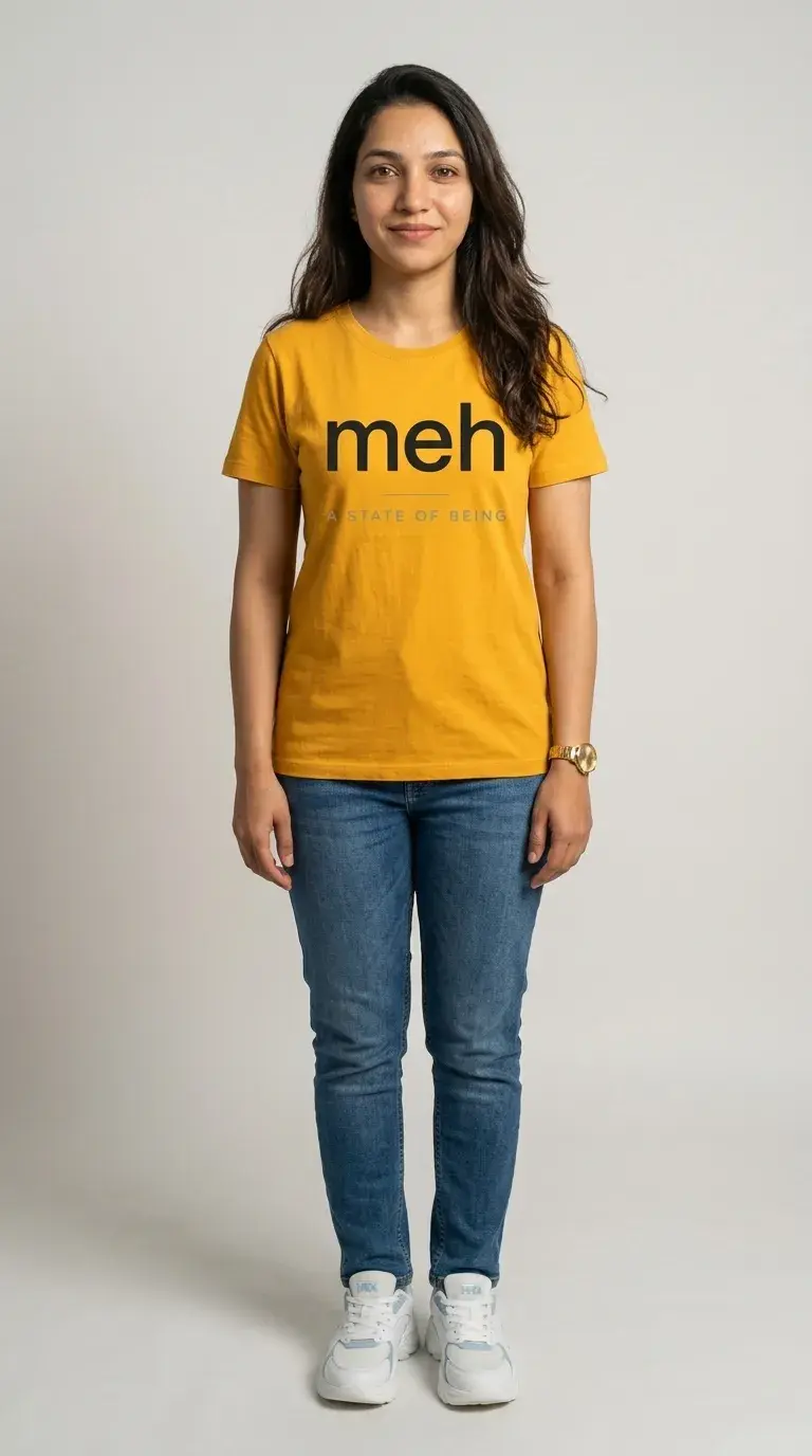 Golden yellow "Meh" State of Being | Women's Half sleeve Tee