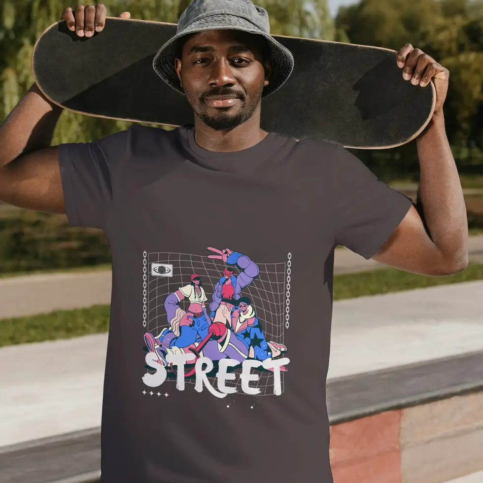 Charcoal grey Street Style Half Sleeve | Urban Graphic Men's Tee