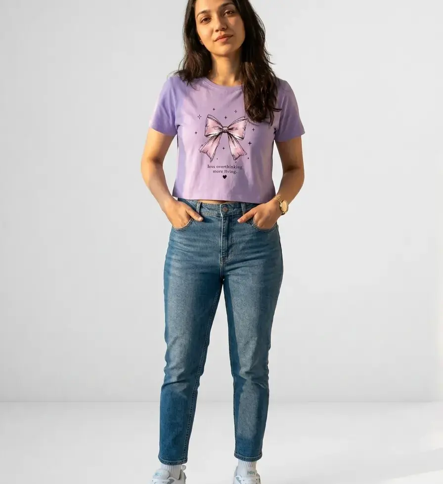 iris lavender Coquette Bow | Women's  Crop Tee