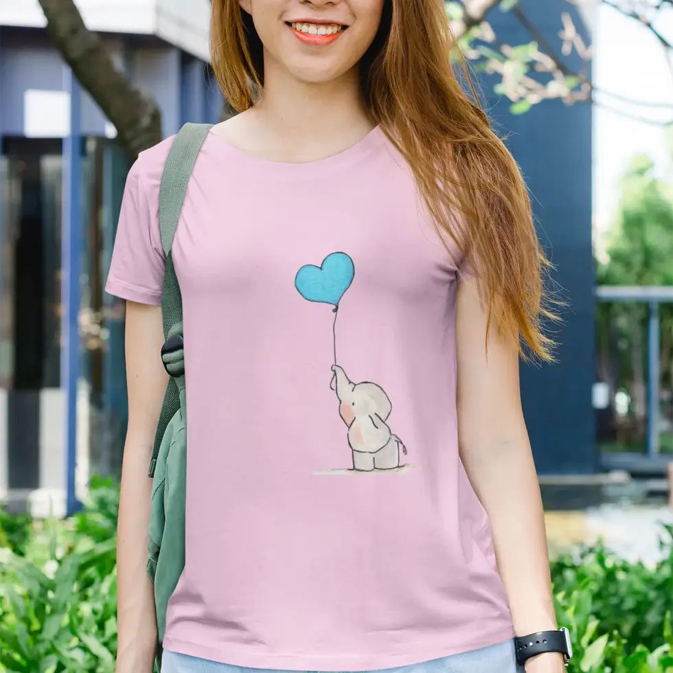 Light pink Cute Baby Elephant Women's | Adorable Tee