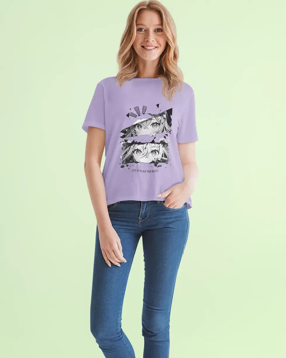 Life in Black and White Half sleeve | Anime Graphic Women's Tee