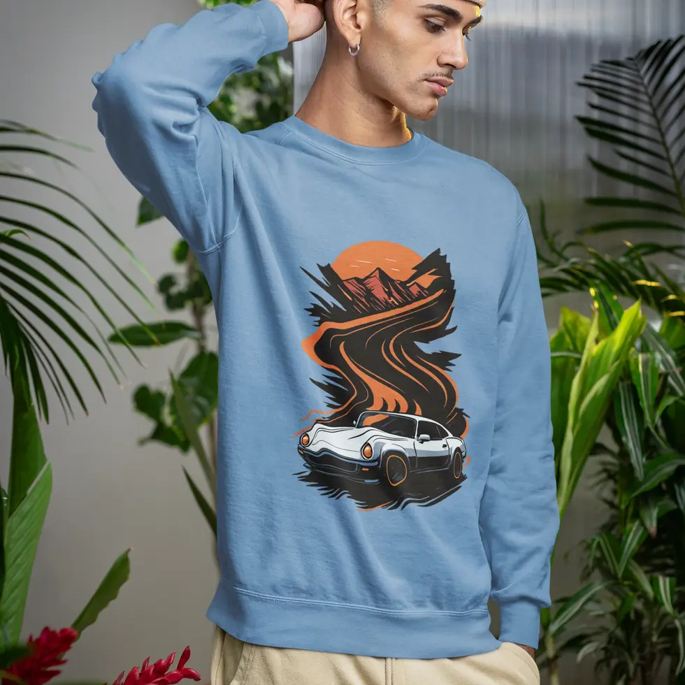 Baby blue Retro Sports Car Graphic | Men's sweatshirt