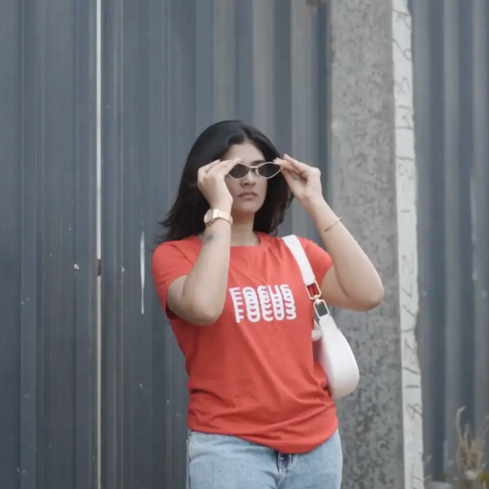 red FOCUS Overlap Print Unisex T-Shirt | Modern Graphic Tee