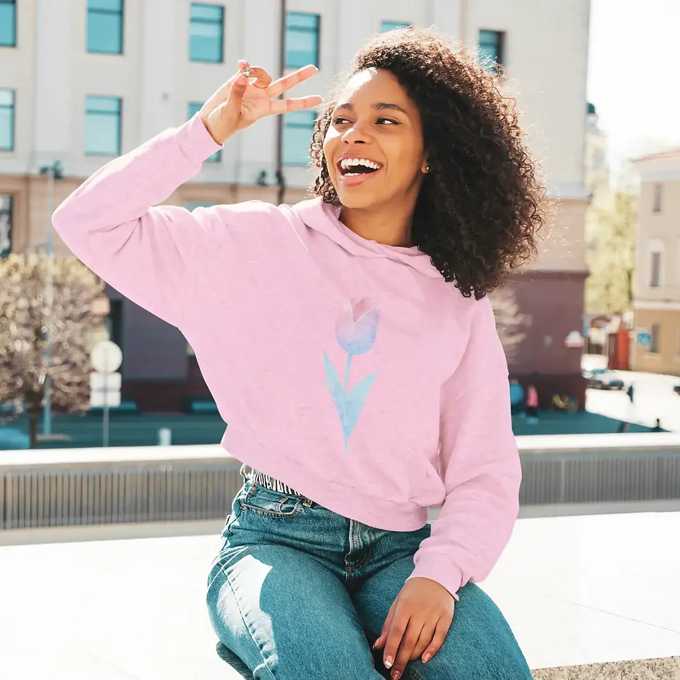 Light Pink Pastel Watercolor Tulip | Women's Crop Hoodie
