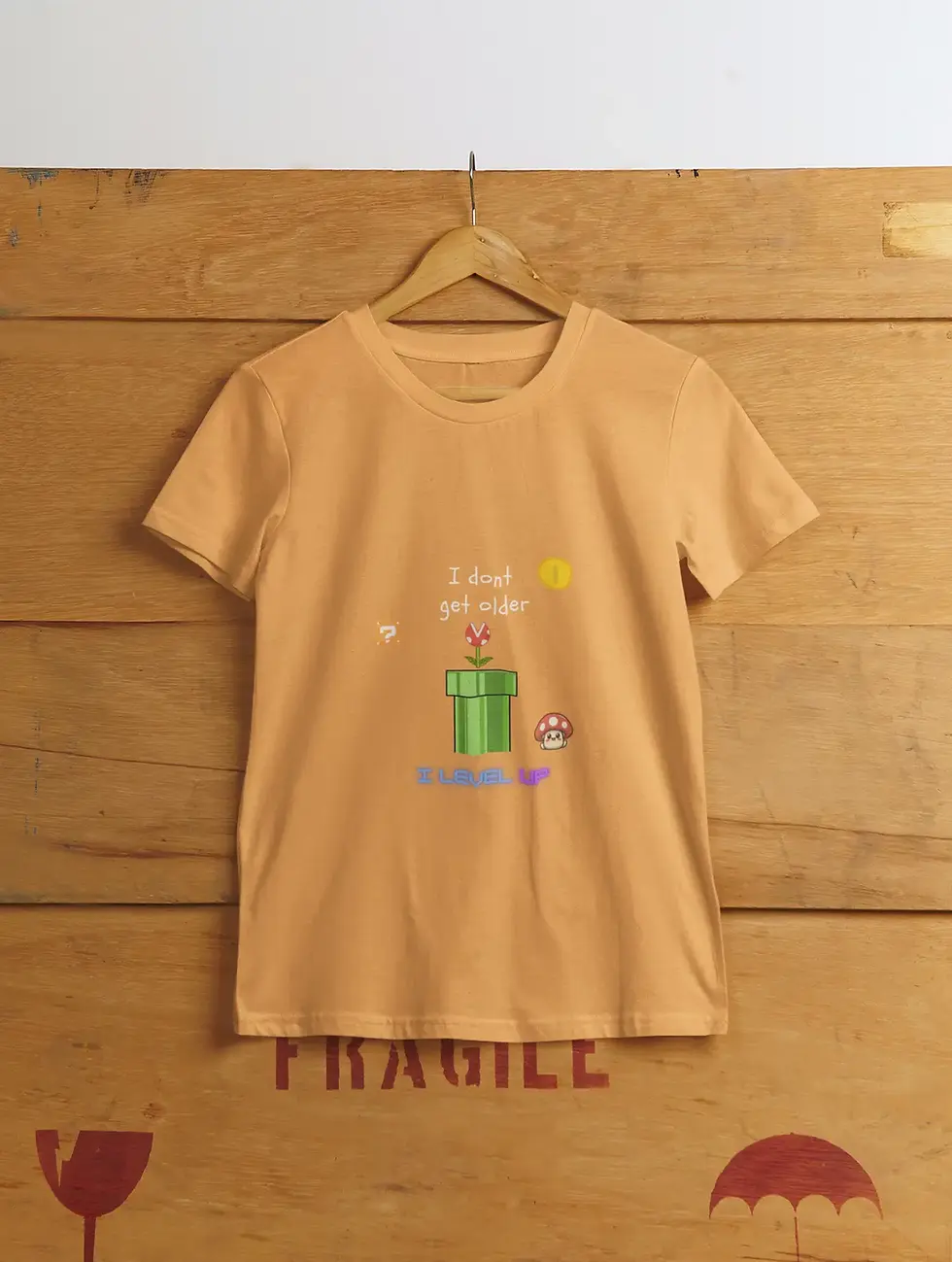 Mustard yellow I Level Up | Retro Mario Gaming Inspired Unisex Tee