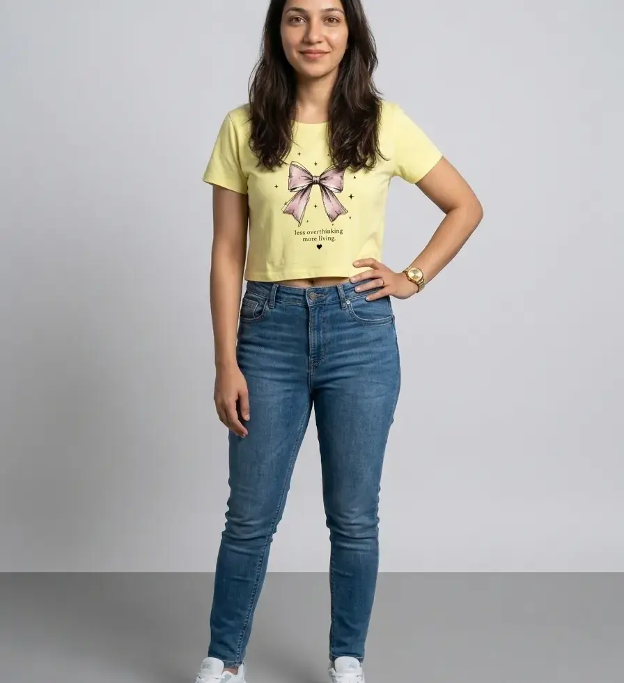 butter yellow Coquette Bow | Women's Crop Tee