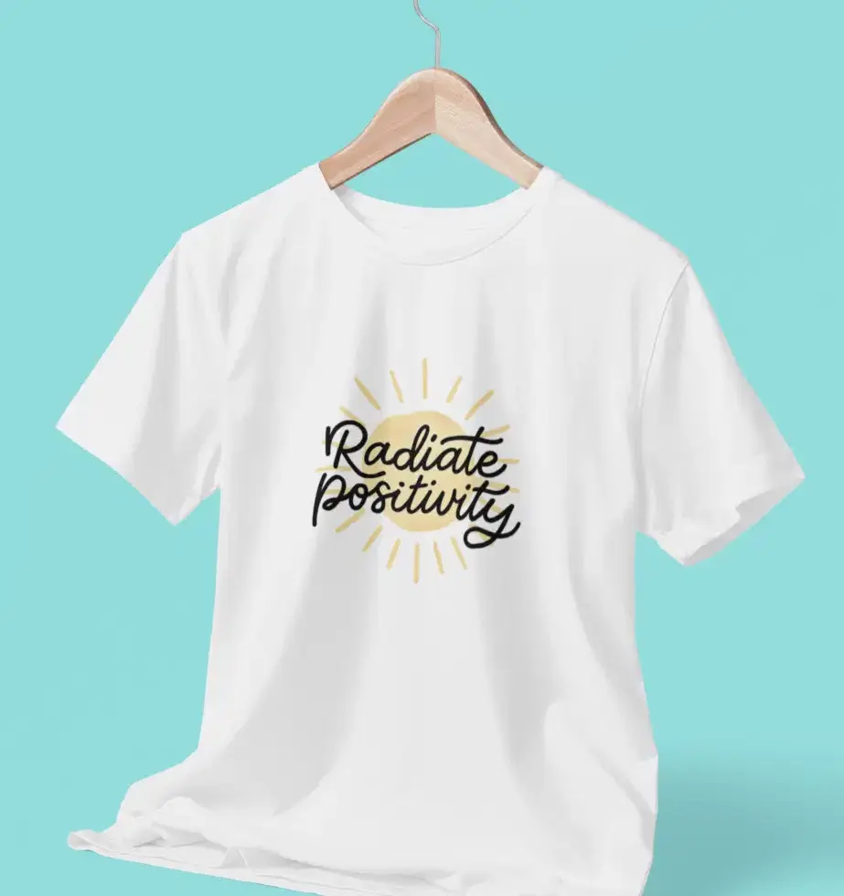 White Radiate Positivity | Unisex Inspirational Half Sleeve Tee