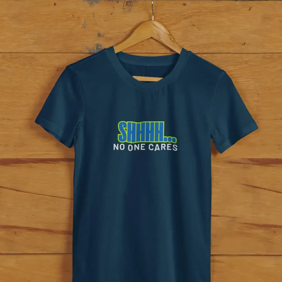 Navy blue SHHHH... Bold Pop Art | Minimalist Unisex Half Sleeve Tee