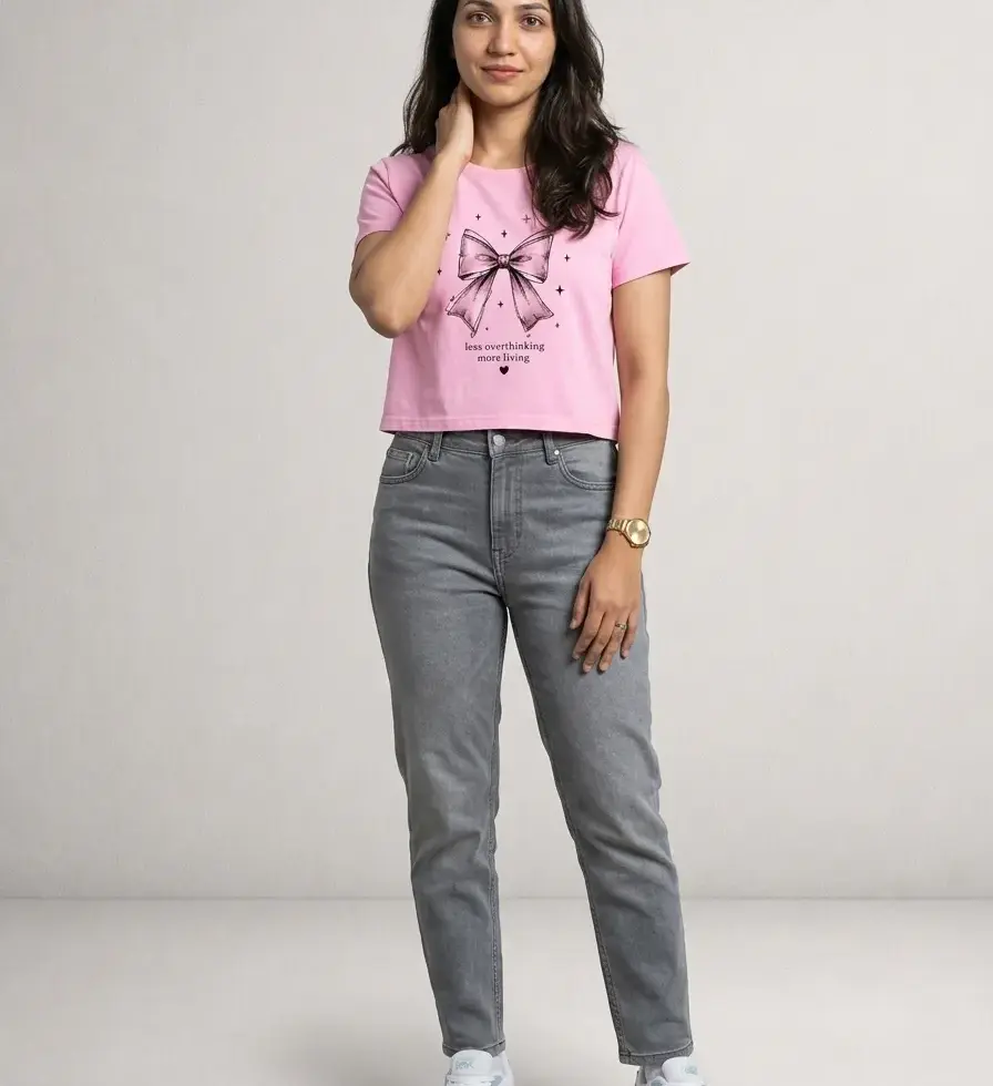light pink Coquette Bow | Women's Crop Tee