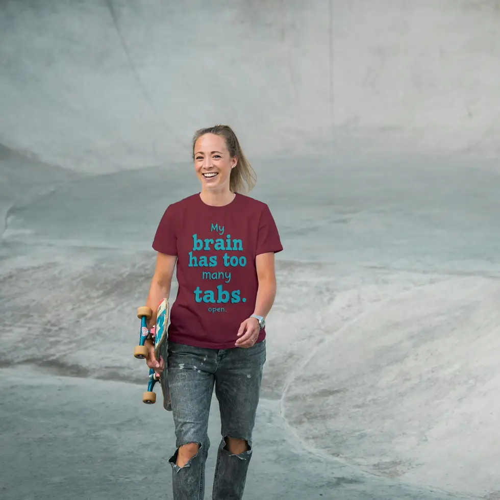 Maroon Women has many tabs open Half Sleeve | Funny Graphic Women's Tee