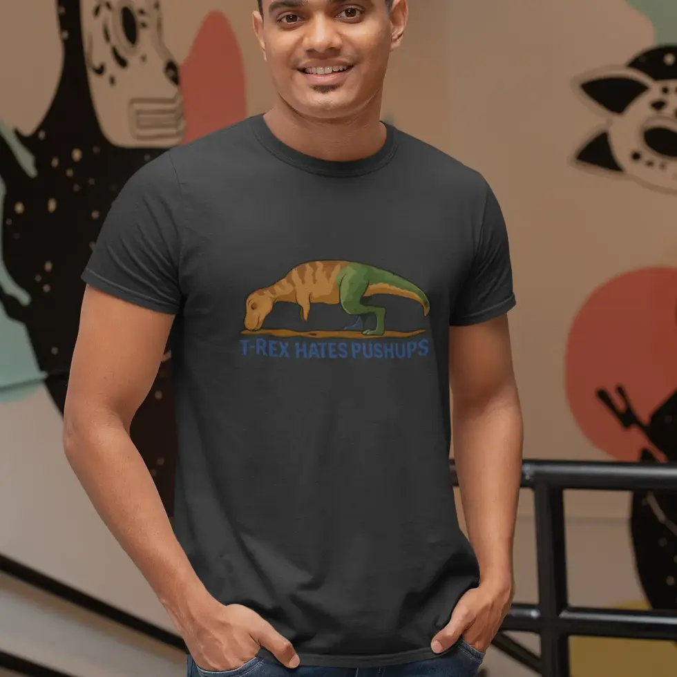 Black T-Rex Hates Pushups Funny Gym Workout Men's T-Shirt