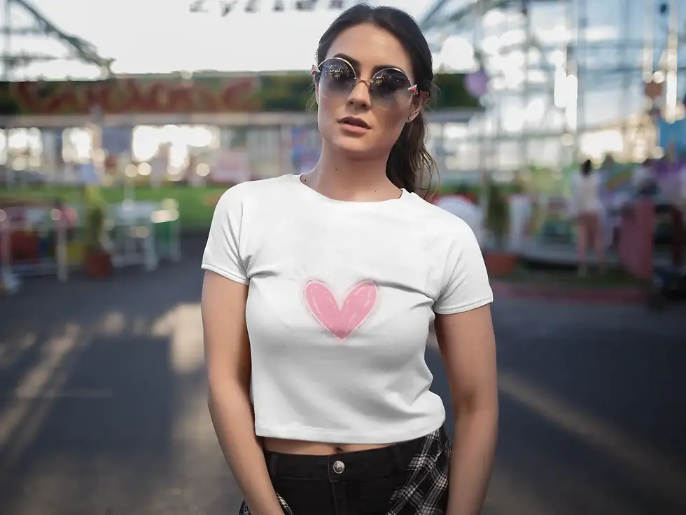White Pink Minimalist Heart | Women's Crop Top