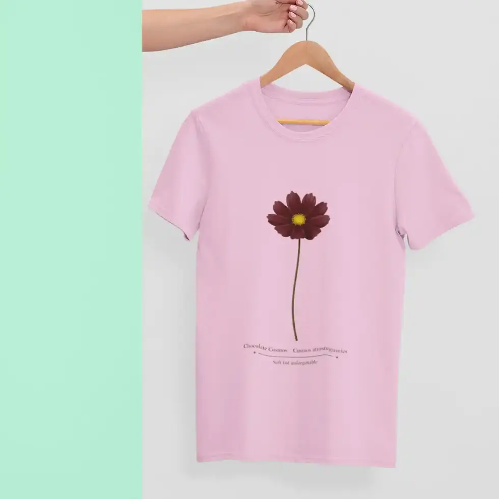 Pink Chocolate Cosmos Floral | Women's Half Sleeve Tee