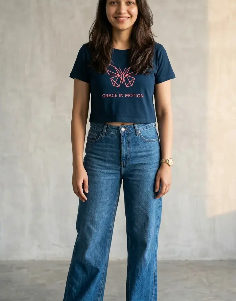 Navy blue Geometric Butterfly | Women's Crop Top