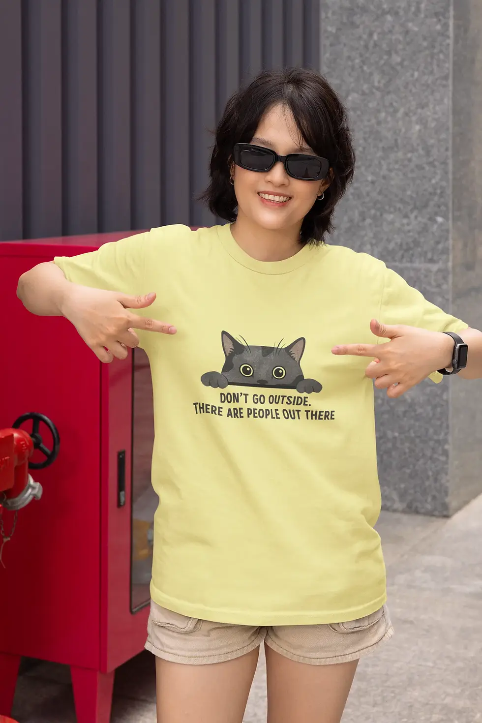 Butter yellow Don't Go Outside | Funny Women's Half Sleeve Tee