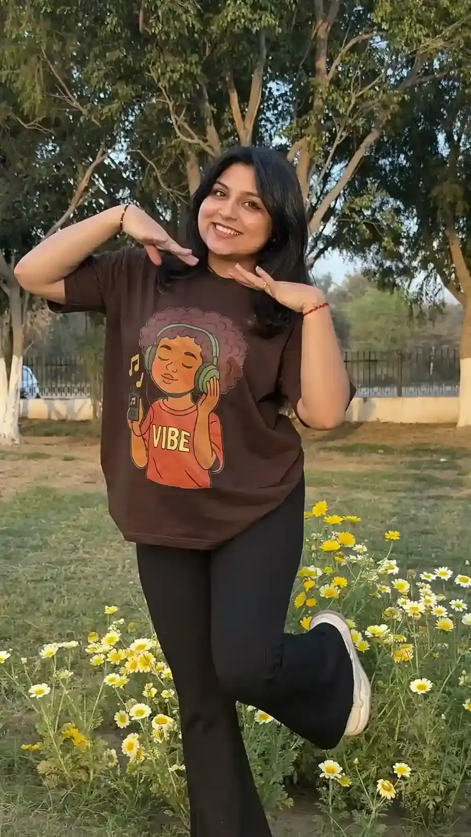 Brown Retro Lo-Fi Music | Women's Oversized Tee