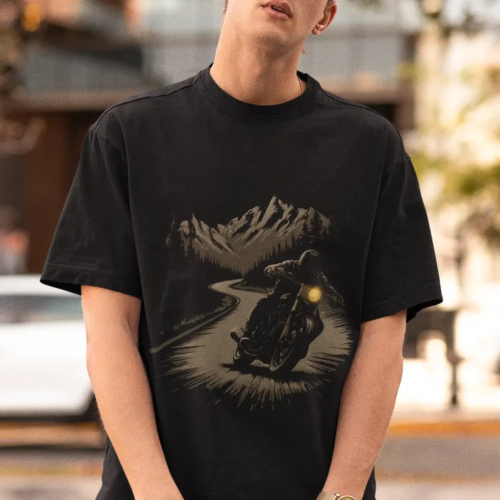 Black Vintage Biker Streetwear | Men's Oversized Tee