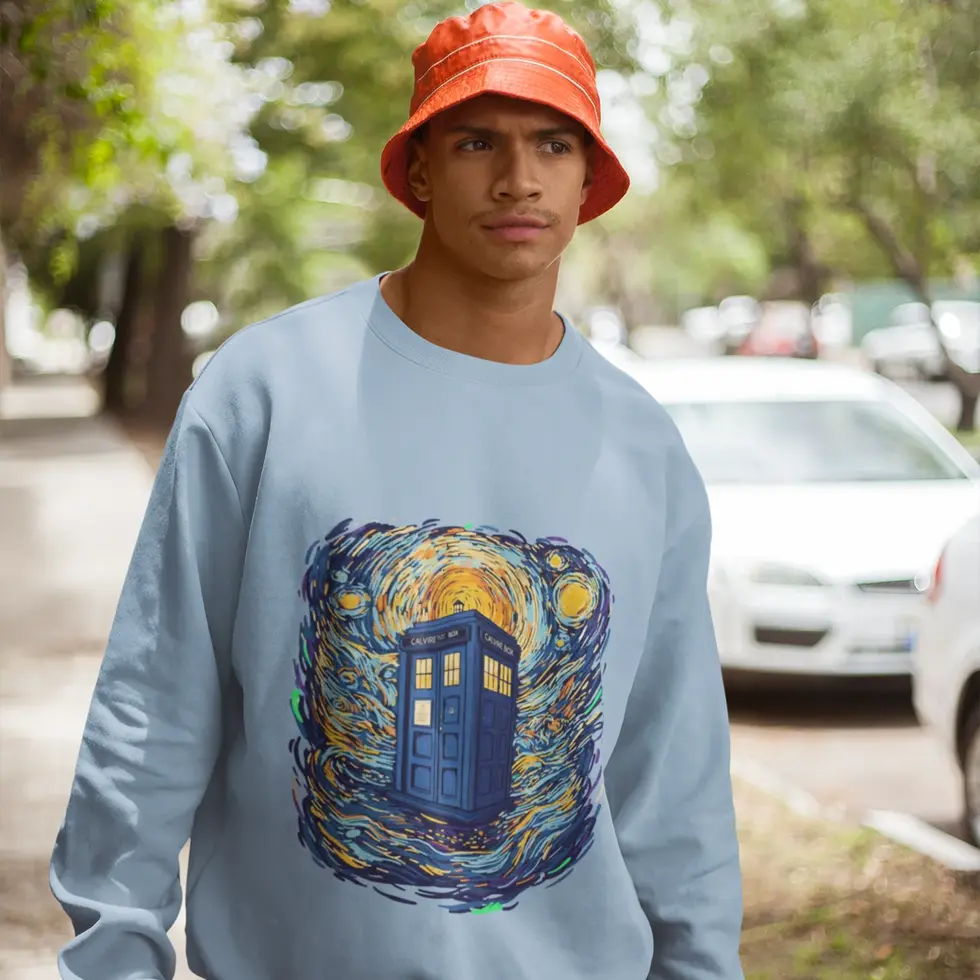 Baby blue Van Gogh Style Sci-Fi Art | Men's Sweatshirt