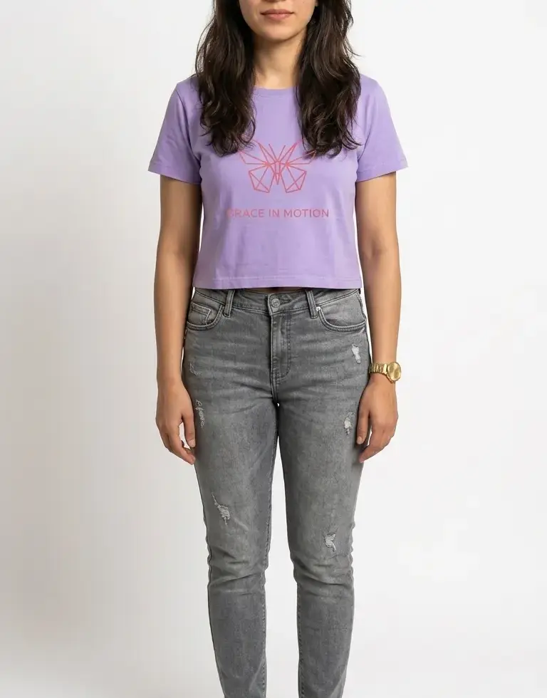 iris lavender Geometric Butterfly | Women's Crop Top