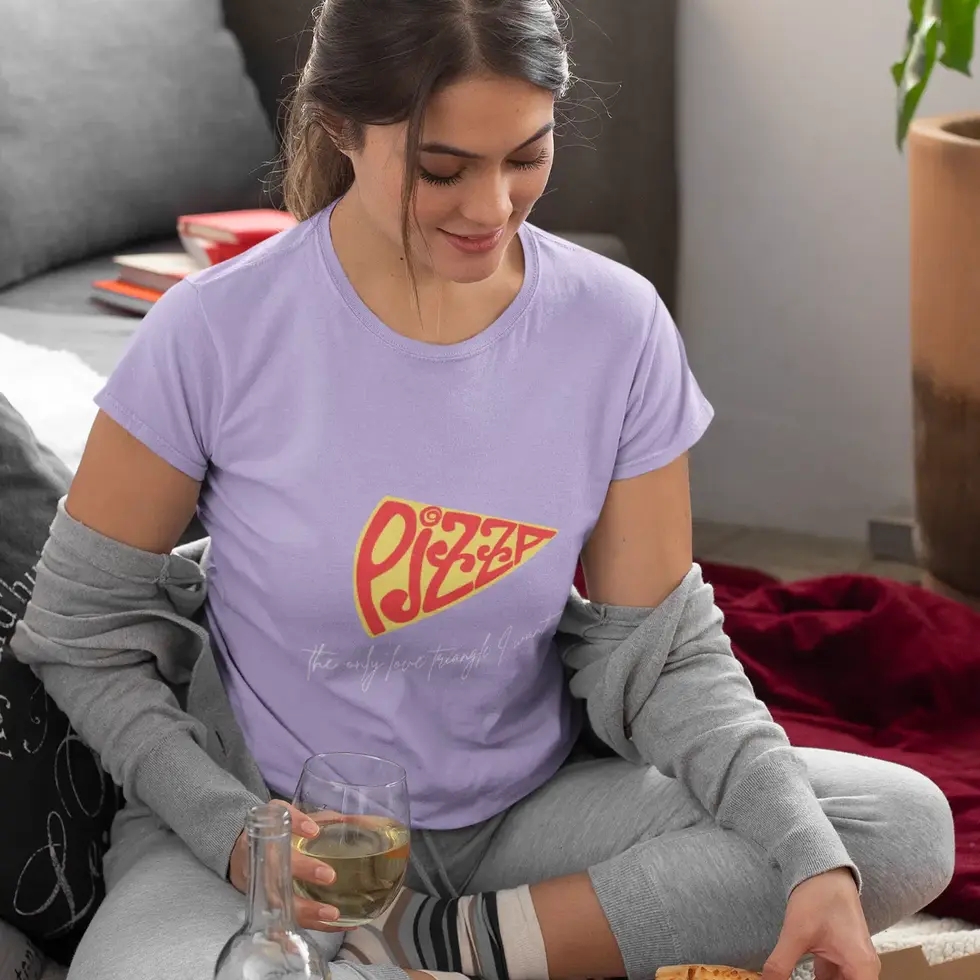 Iris lavender Pizza is Life Graphic T-Shirt | Women's Half Sleeve Tee