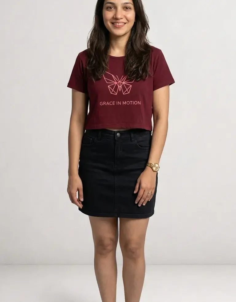 Maroon Geometric Butterfly | Women's Crop Top
