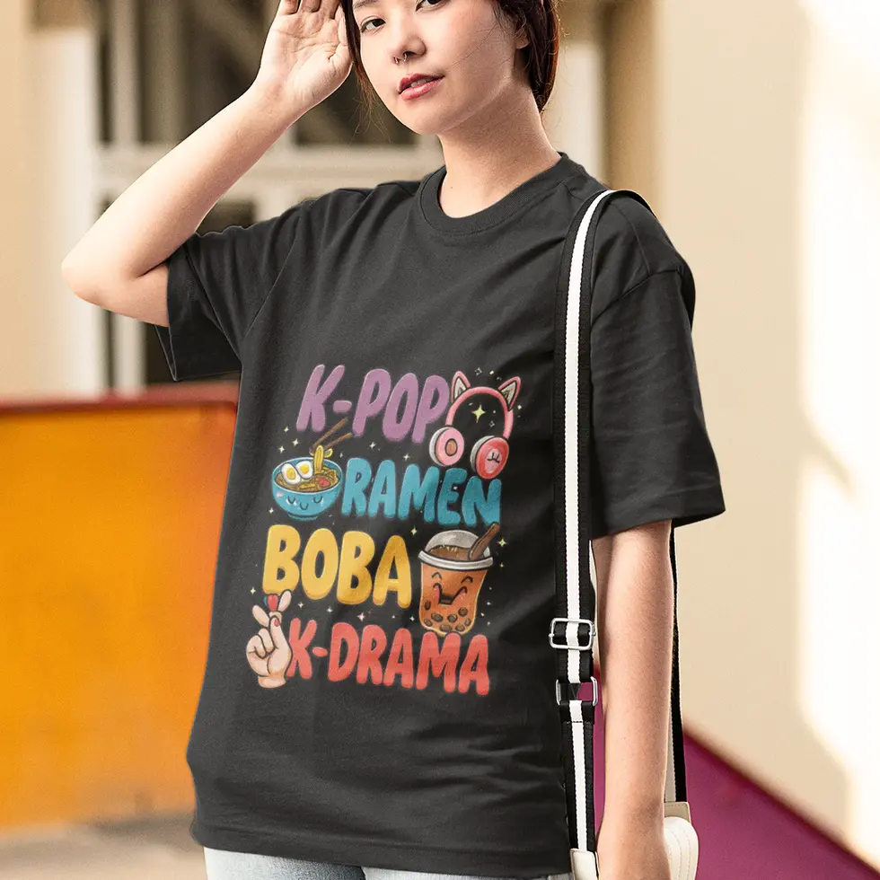 Black Kawaii K-Pop | Women’s Oversized Tee