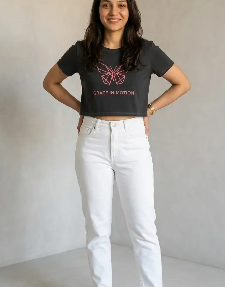 Black Geometric Butterfly | Women's Crop Top