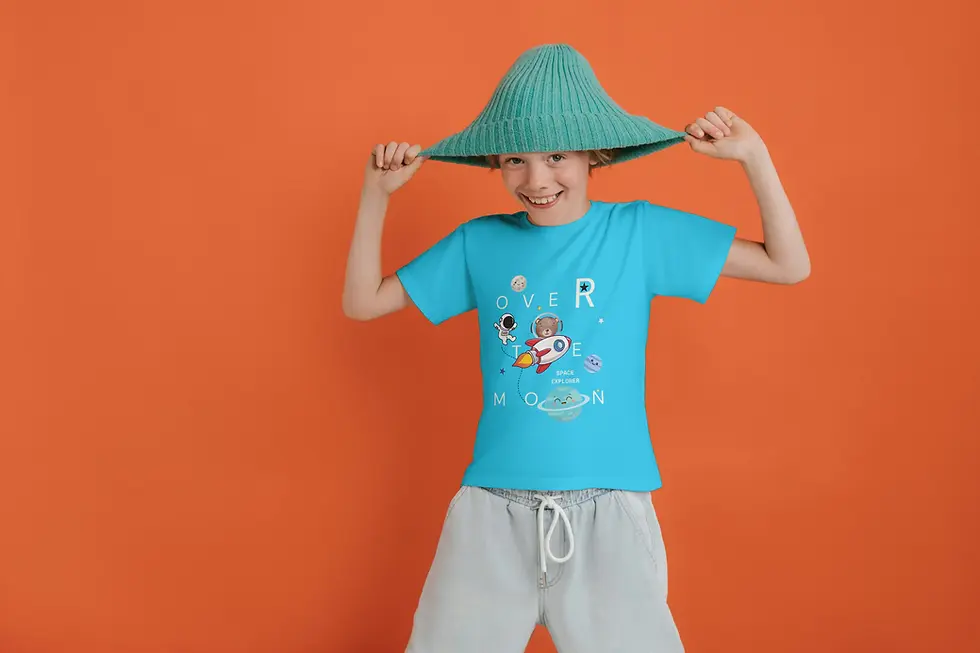 Space Adventure Half Sleeve | Astronaut & Rocket Graphics Unisex Kids Tee