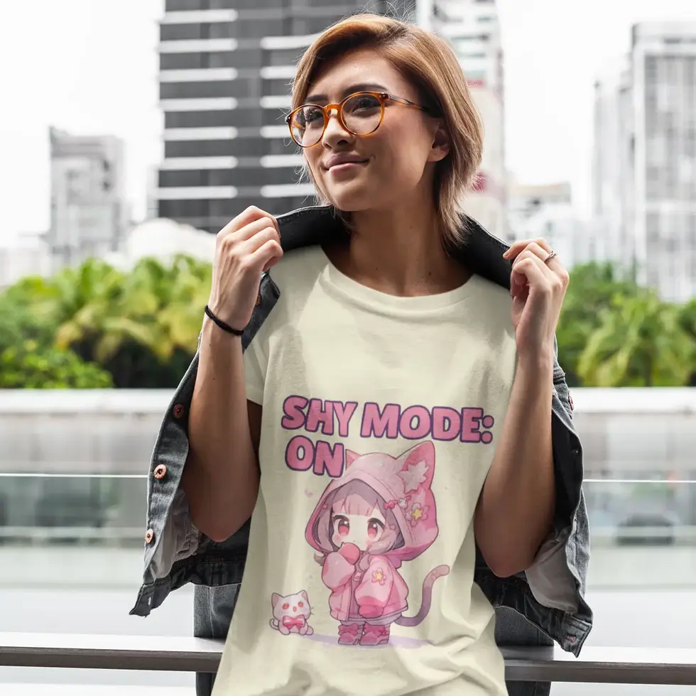 Off white Whisker Dreams – Kawaii Cat Oversized Tee