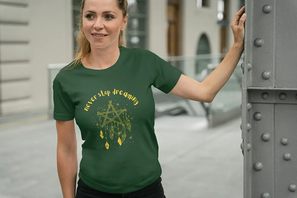 Olive green Dream Catcher Half sleeve T-shirt-Graphic women's Tee
