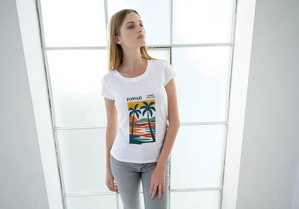 Hawaii Theme Half Sleeve T-shirt | Tropical Graphic Women's Tee