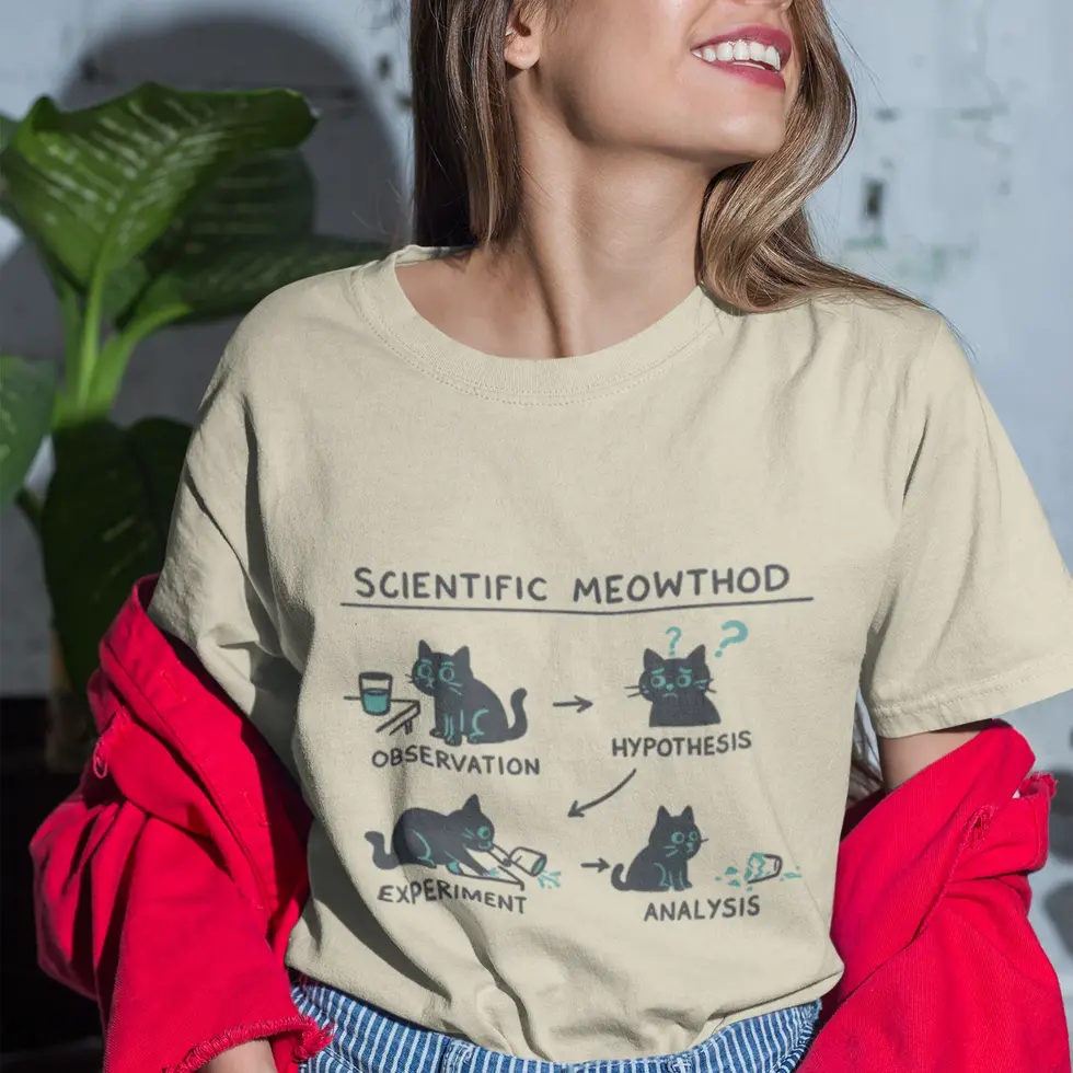 Beige Scientific Meowthod | Women's Oversized Tee