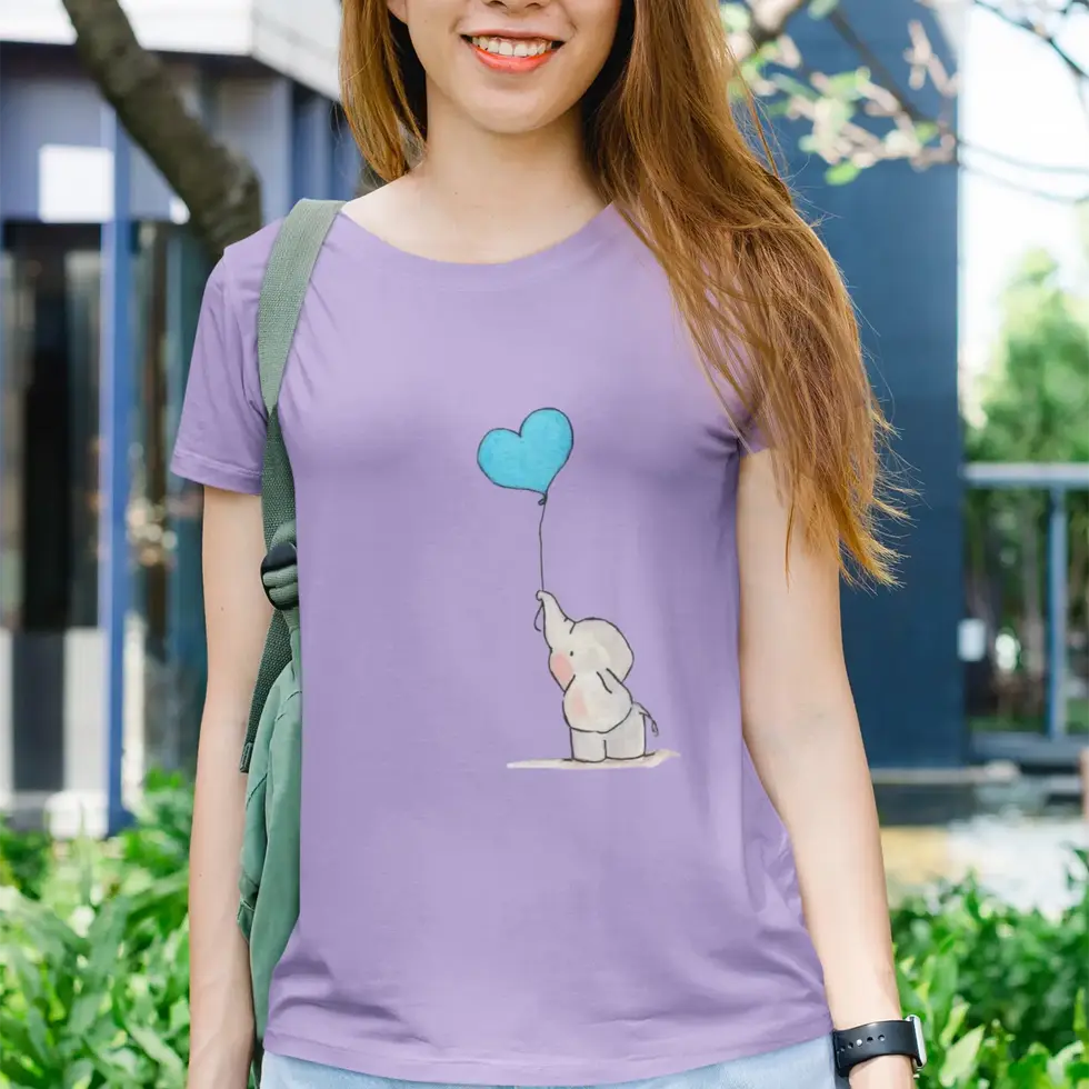 Iris lavender Cute Baby Elephant Women's | Adorable Tee