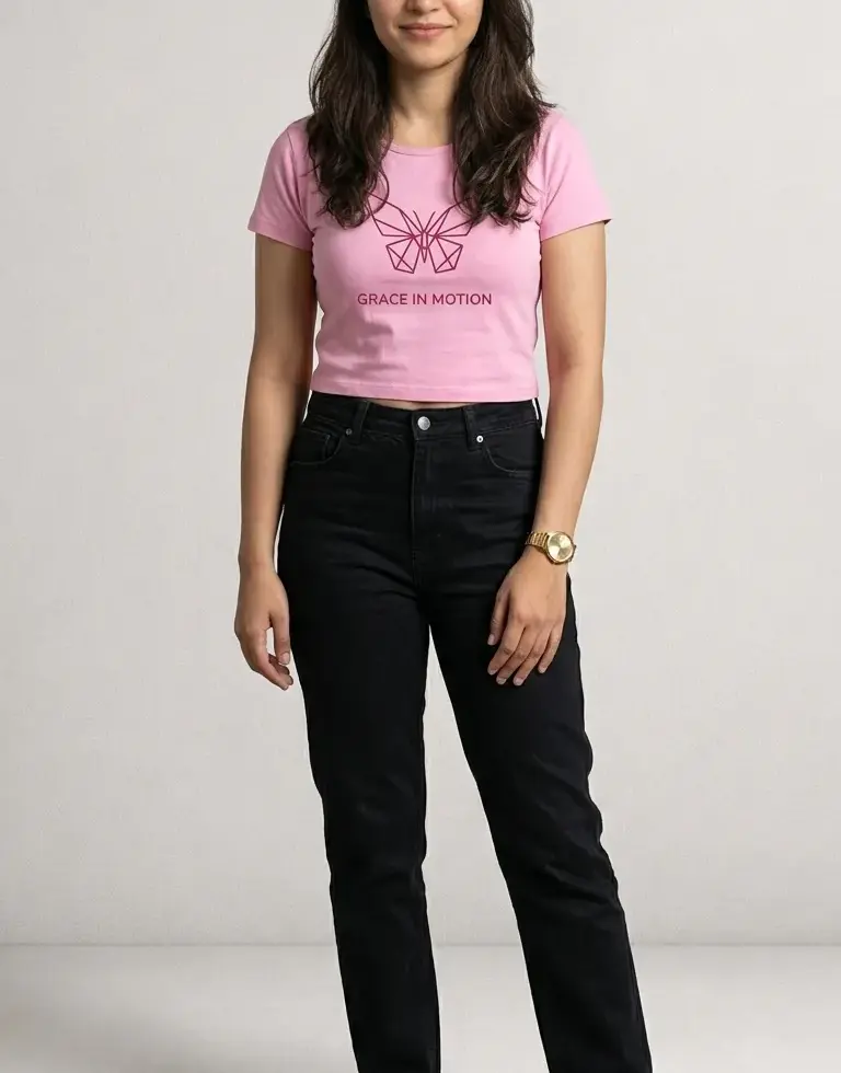 Light Pink Geometric Butterfly | Women's Crop Top