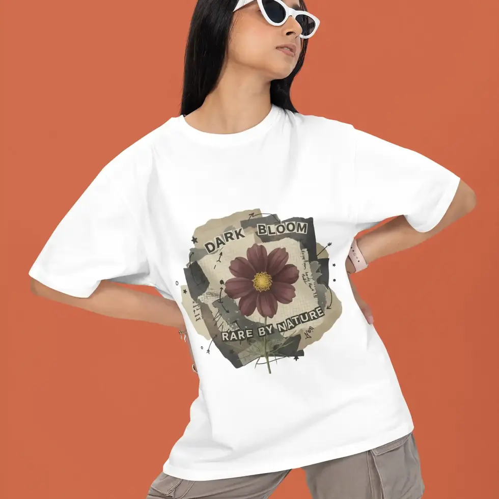 White Dark Bloom | Women's Oversized Tee