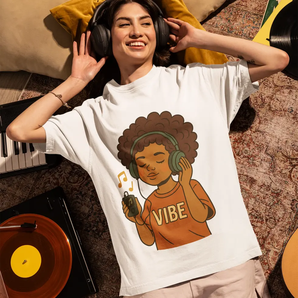 White Retro Lo-Fi Music | Women's Oversized Tee