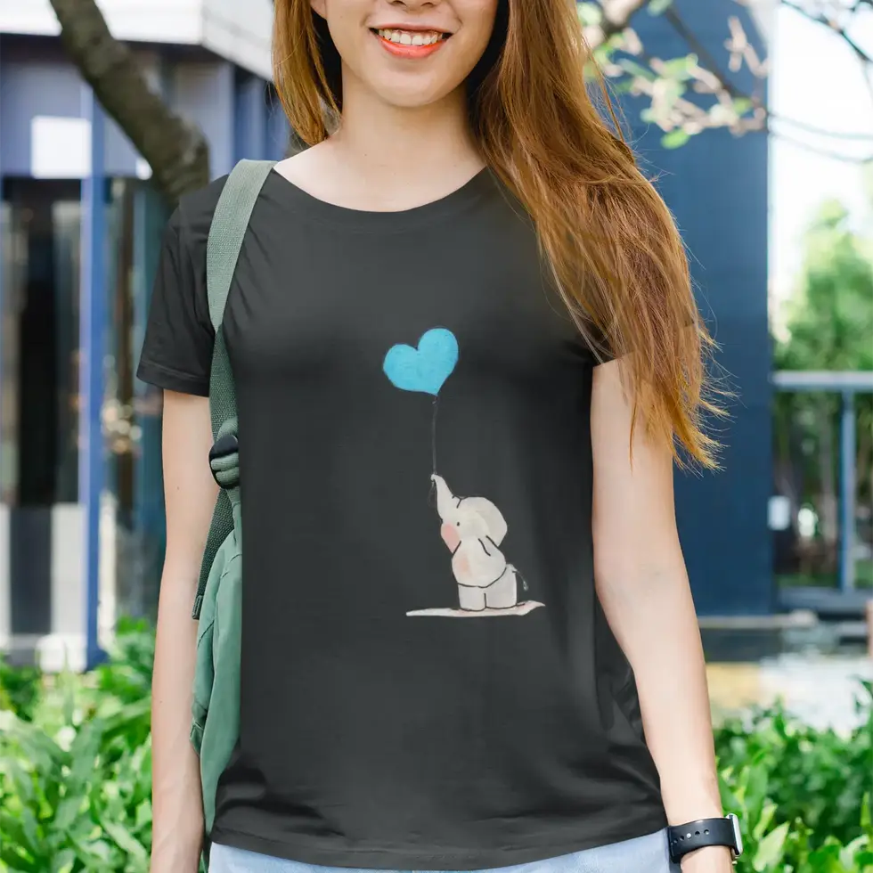 Black Cute Baby Elephant Women's | Adorable Tee