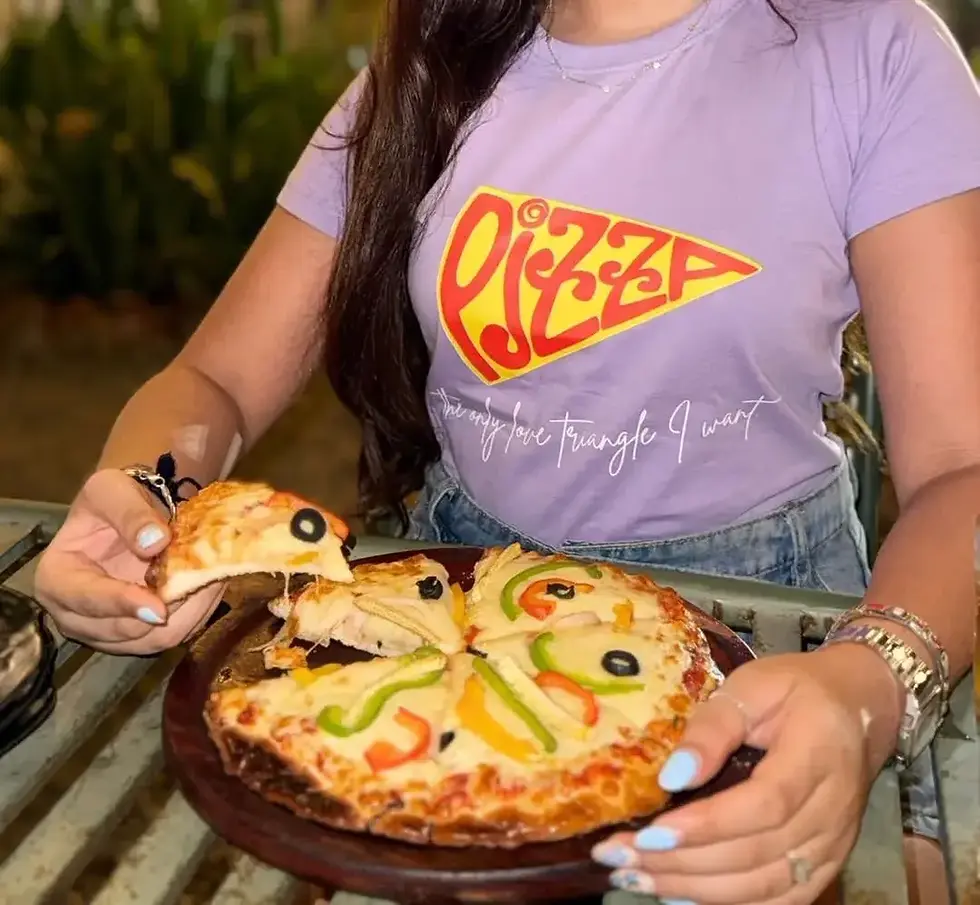 Iris lavender Pizza is Life Graphic T-Shirt | Women's Half Sleeve Tee