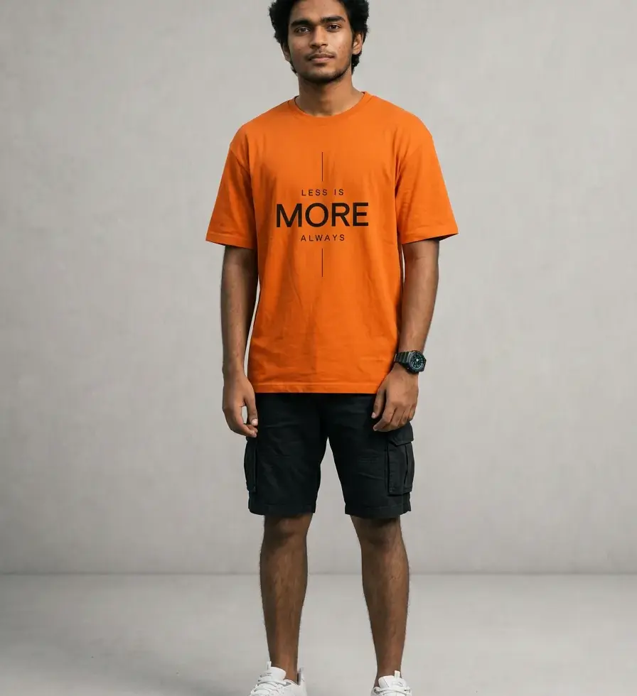 Orange Less Is More | Men's Half sleeve Tee