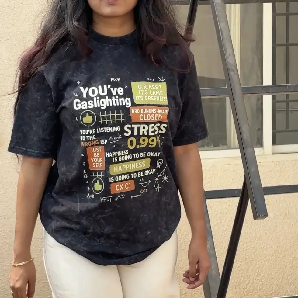 Typography Streetwear | Oversized Acid Wash Women's Tee