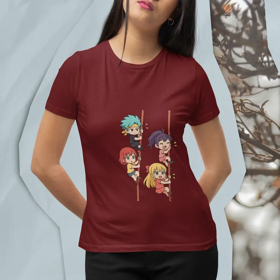 Maroon Rope Squad Rally – Chibi Team Adventure Tee