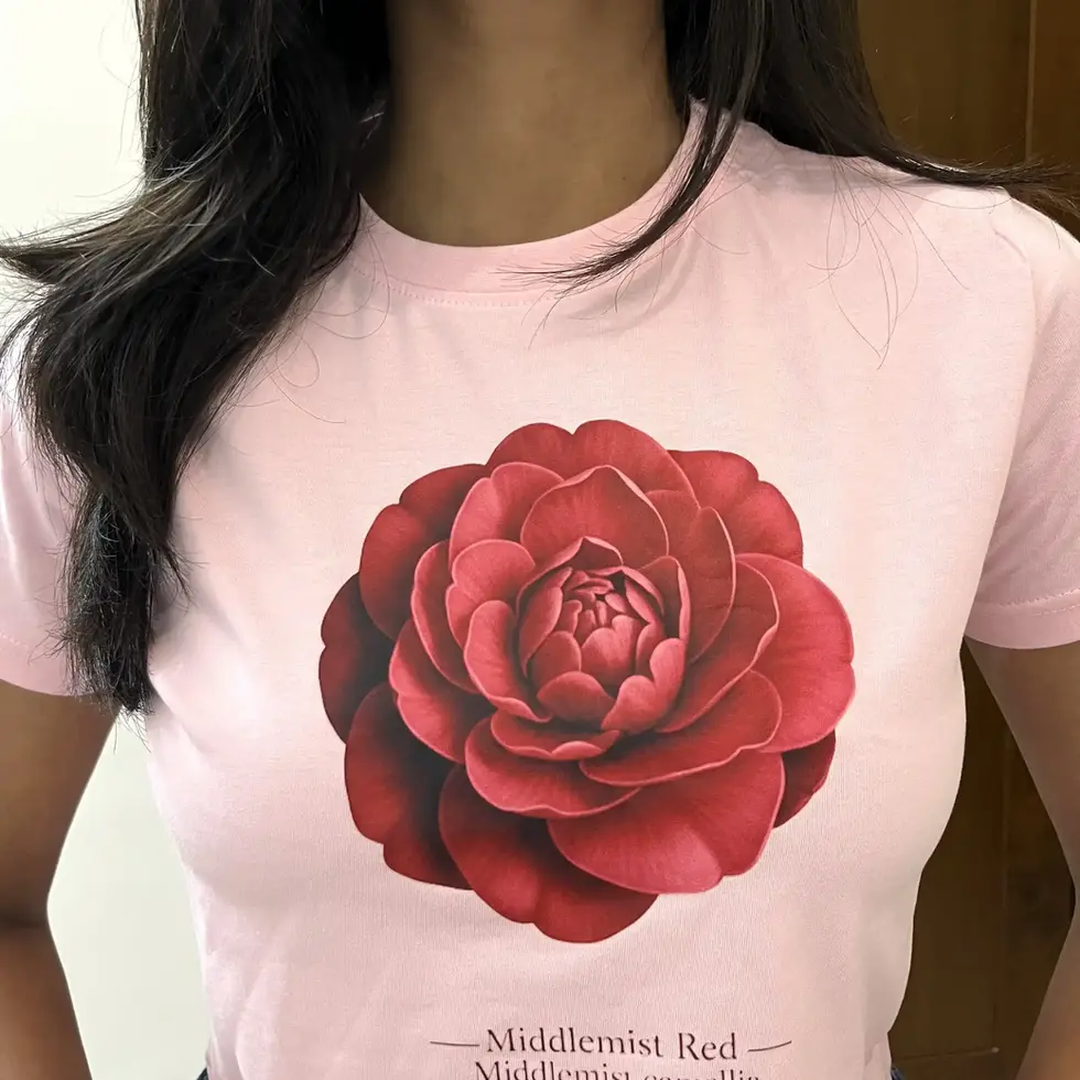 Pink Middlemist Red Floral | Women’s Crop Top