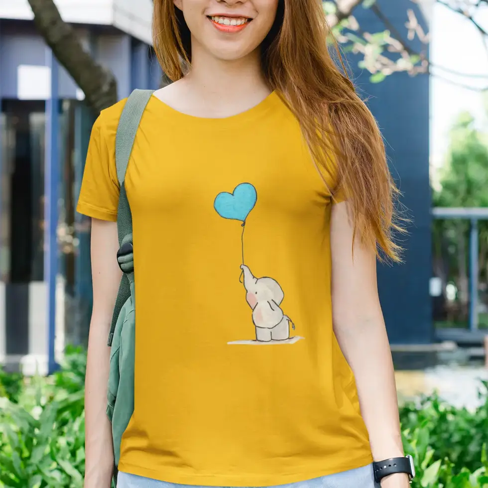 Golden yellow Cute Baby Elephant Women's | Adorable Tee